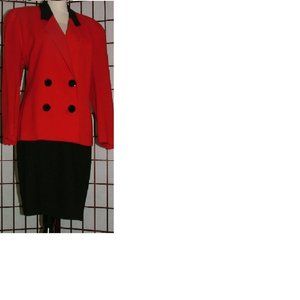 Ellen Tracy by Linda Allard, Double Breasted Jacket with Black Skirt